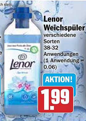 Lenor Weichspüler verschiedene Sorten 38-32 Anwendungen
