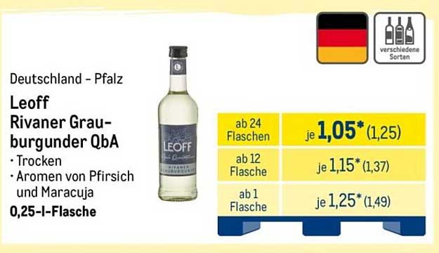 Leoff Rivaner Grauburgunder QbA 0,25-l-Flasche