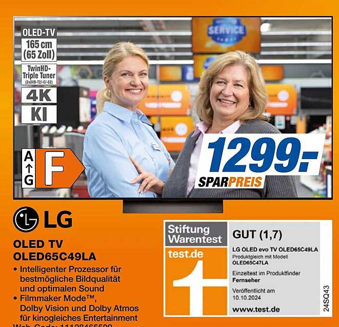 LG OLED TV OLED65C49LA - 165 cm (65 Zoll) - Sparpreis 1299,-