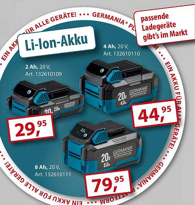 Li-ion-Akku 20V – Varianten: 2 Ah, 4 Ah, 8 Ah