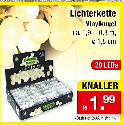 Lichterkette Vinylkugel mit 20 LEDs