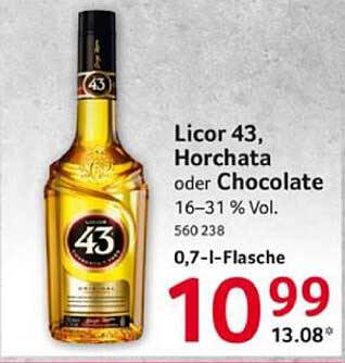 Licor 43, Horchata oder Chocolate, 0,7-l-Flasche
