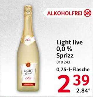 Light live 0,0 % Sprizz 0,75-l-Flasche