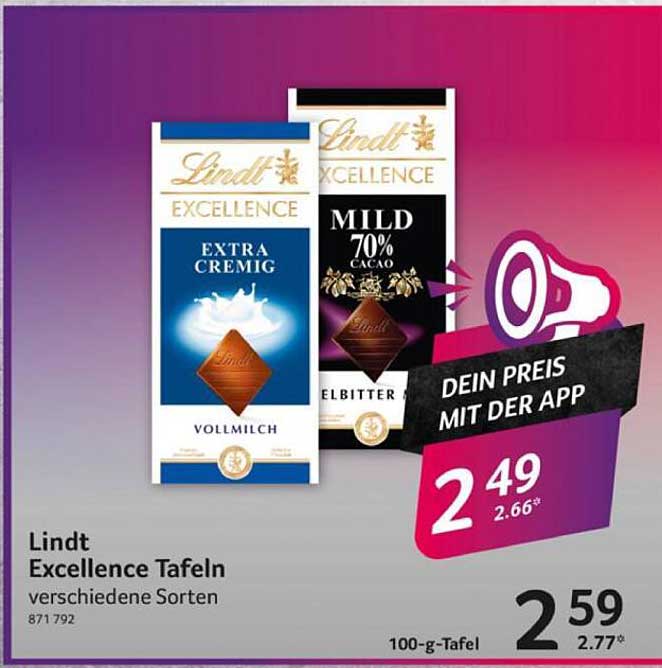 Lindt Excellence Tafeln verschiedene Sorten