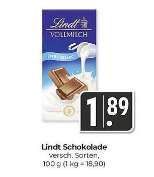 Lindt Schokolade Vollmilch - verschiedene Sorten