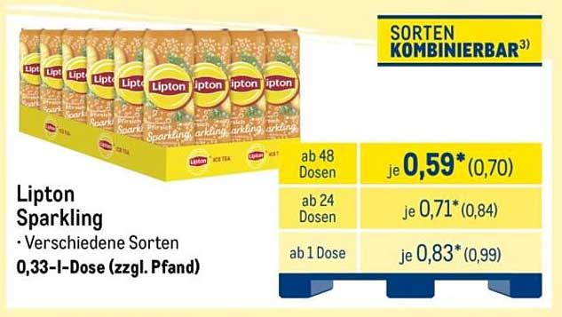 Lipton Sparkling - verschiedene Sorten 0,33-l-Dose (zzgl. Pfand)