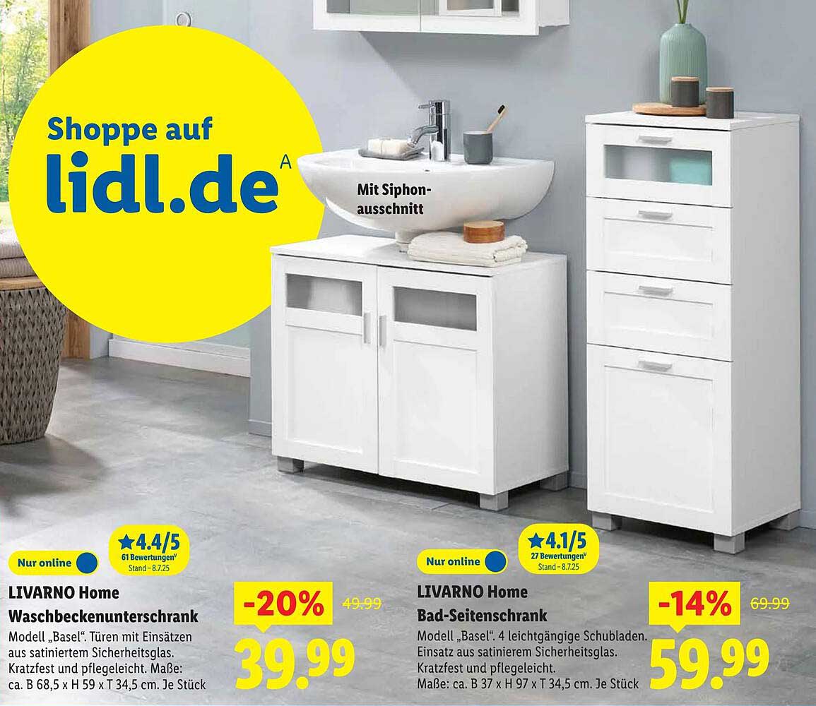 LIVARNO Home Waschbeckenunterschrank – Modell "Basel"