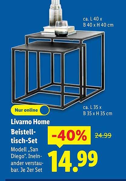 Livorno Home Beistelltisch-Set Modell „San Diego“ - 40% reduziert