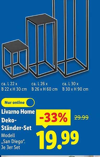 Livorno Home Deko-Ständer-Set Modell „San Diego“. Je 3er Set.