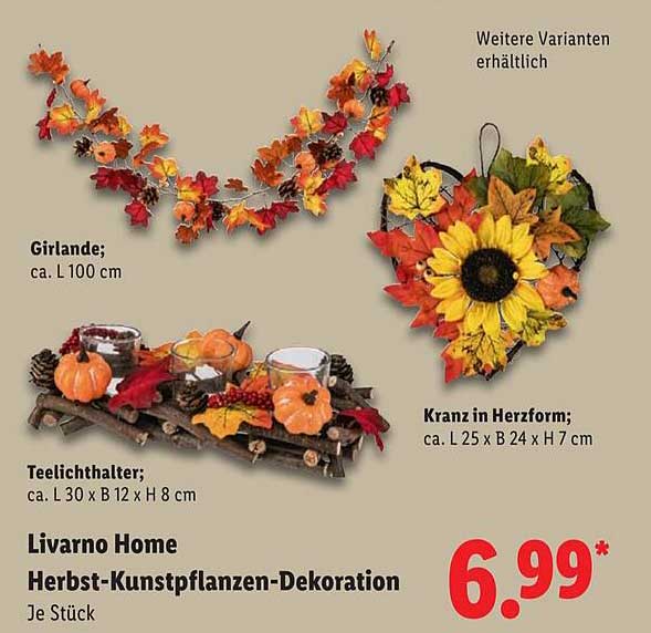 Livorno Home Herbst-Kunstpflanzen-Dekoration