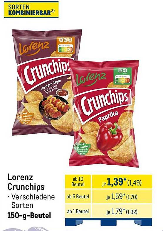 Lorenz Crunchips - Verschiedene Sorten 150-g-Beutel