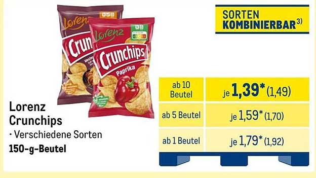 Lorenz Crunchips – Verschiedene Sorten 150-g-Beutel