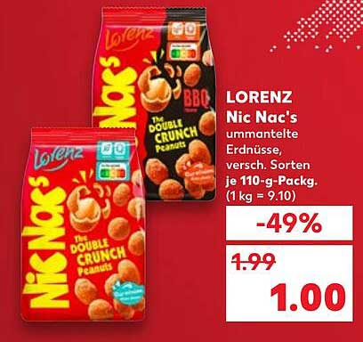 LORENZ Nic Nac's ummantelte Erdnüsse, versch. Sorten 110-g-Packung
