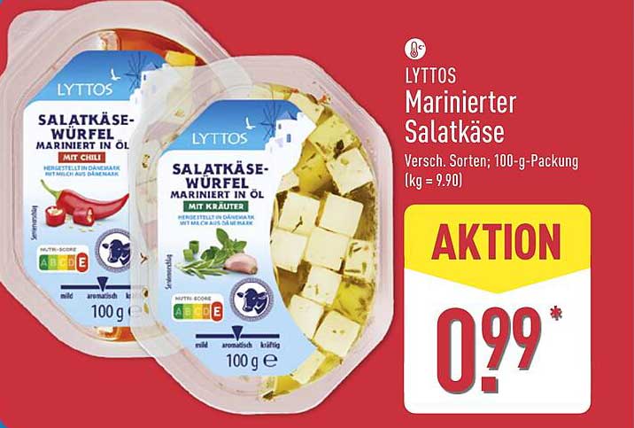 Lyttos Marinierter Salatkäseswürfel – Verschiedene Sorten 100-g-Packung