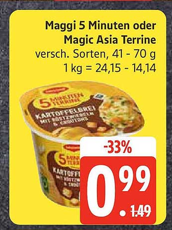 Maggi 5 Minuten oder Magic Asia Terrine, verschiedene Sorten 41 - 70 g