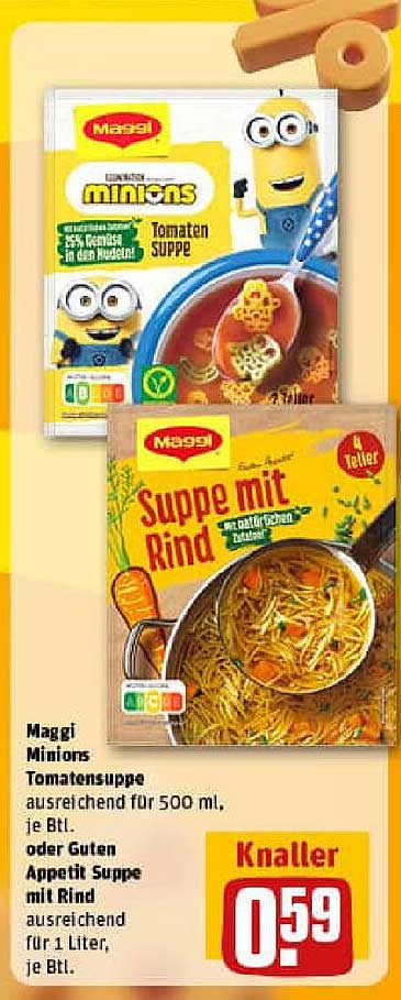 Maggi Minions Tomatensuppe oder Gute Appetit Suppe mit Rind