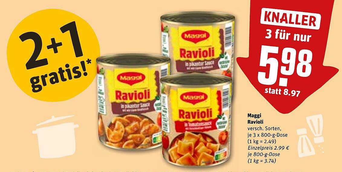 Maggi Ravioli – Angebot: 3 Dosen für nur 5,98 €