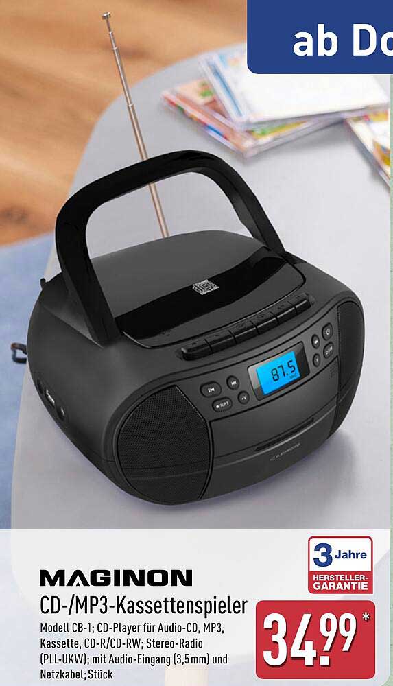 MAGINON CD-/MP3-Kassettenspieler Model CB-1