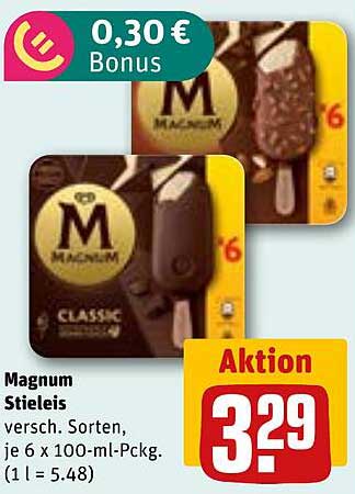 Magnum Stieleis verschiedene Sorten, je 6 x 100-ml-Päckchen
