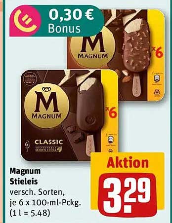 Magnum Stieleis - verschiedene Sorten, je 6 x 100-ml-Pckg.