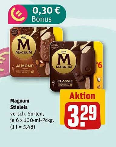 Magnum Stieleis - Verschiedene Sorten, je 6 x 100-ml-Pckg.