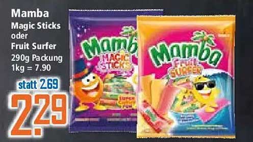 Mamba Magic Sticks oder Fruit Surfer 290g Packung