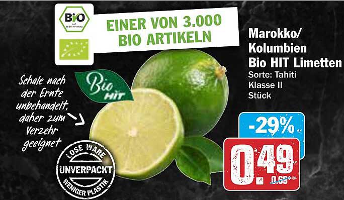 Marokko/Kolumbien Bio HIT Limetten Sorte: Tahiti Klasse II