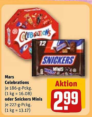 Mars Celebrations oder Snickers Minis für nur 2,99 €