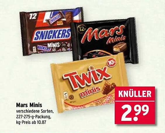 Mars Minis - verschiedene Sorten, 227-275-g-Packung