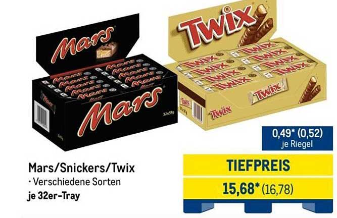 Mars/Snickers/Twix je 32er-Tray