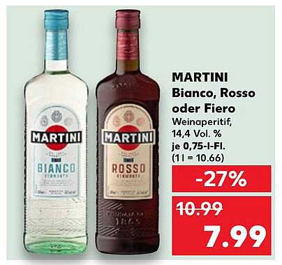MARTINI Bianco, Rosso oder Fiero Weinaperitif 0,75 l