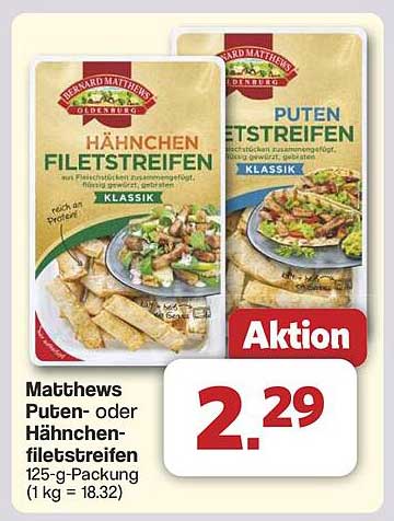Matthews Puten- oder Hähnchenfiletstreifen 125-g-Packung