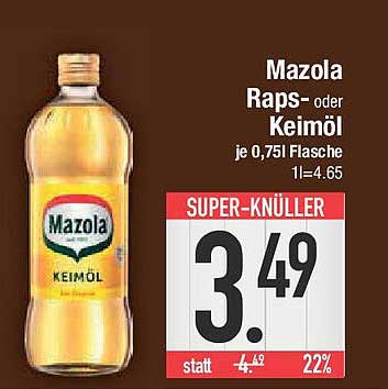 Mazola Raps- oder Keimöl 0,75l Flasche
