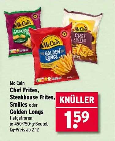 Mc Cain Chef Frites, Steakhouse Frites, Smilies oder Golden Longs
