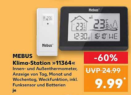 MEBUS Klima-Station »11364« – Innen- und Außenthermometer