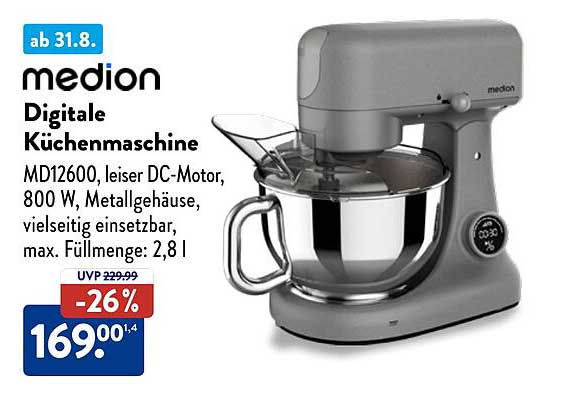 Medion Digitale Küchenmaschine MD12600 - 800 W, 2,81 l