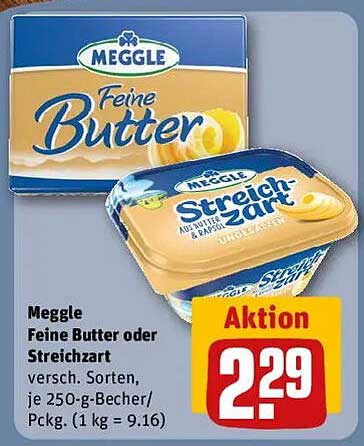 Meggle Feine Butter oder Streichzart 250-g-Becher