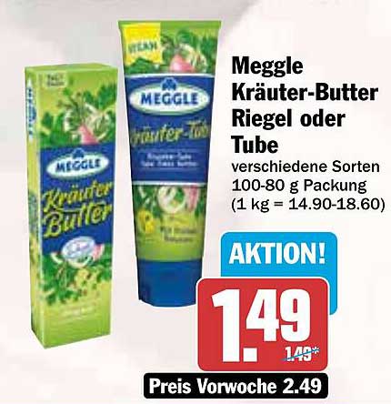 Meggle Kräuter-Butter Riegel oder Tube