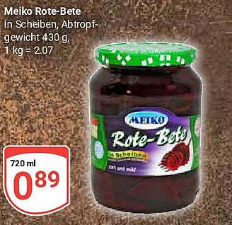 Meiko Rote-Bete in Scheiben, Abtropfgewicht 430 g