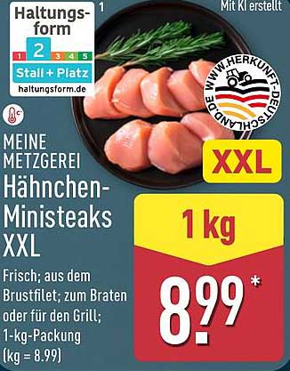 Meine Metzgerei Hähnchen-Ministeaks XXL, 1 kg