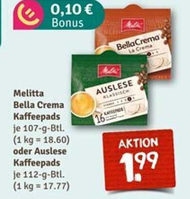 Melitta Bella Crema Kaffeepads oder Auslese Kaffeepads