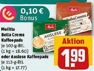 Melitta Bella Crema oder Auslese Kaffeepads - Aktionspreis!