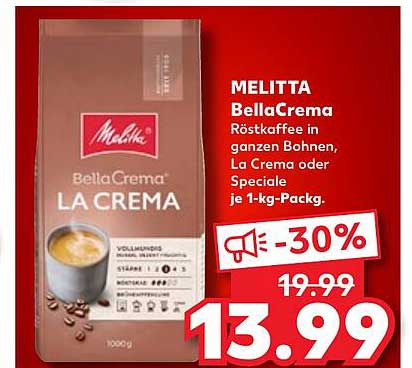 MELITTA BellaCrema Röstkaffee in ganzen Bohnen, La Crema oder Speciale je 1-kg-Pack.