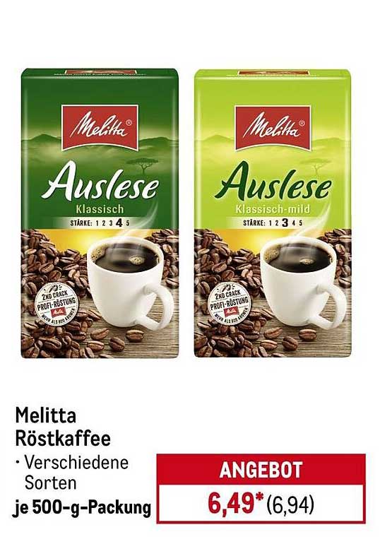 Melitta Röstkaffee - Auslese Klassisch und Klassisch-mild, 500-g-Packung