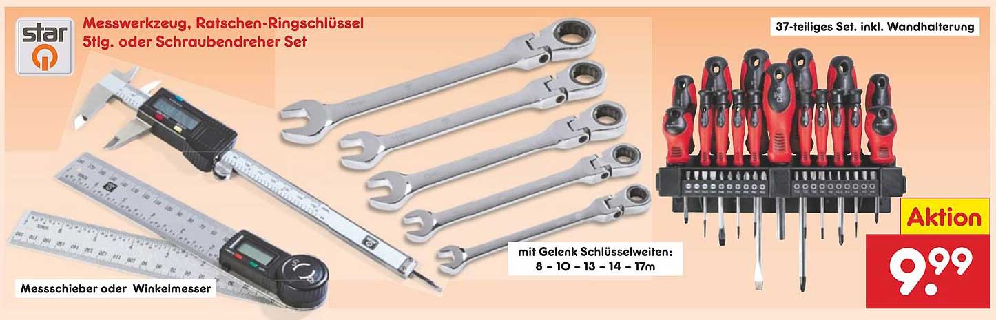 Messwerkzeug, Ratschenschlüssel 5tlg. oder Schraubendreher Set