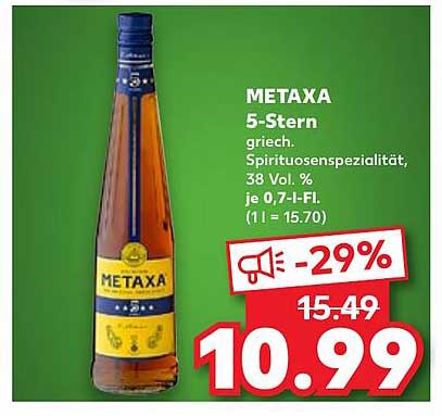 METAXA 5-Stern griech. Spirituosen Spezialität, 38 Vol. % je 0,7-l-Fl.