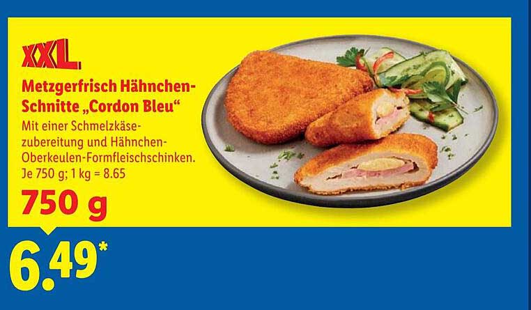 Metzgerfrisch Hähnchen-Schnitte „Cordon Bleu“ 750 g