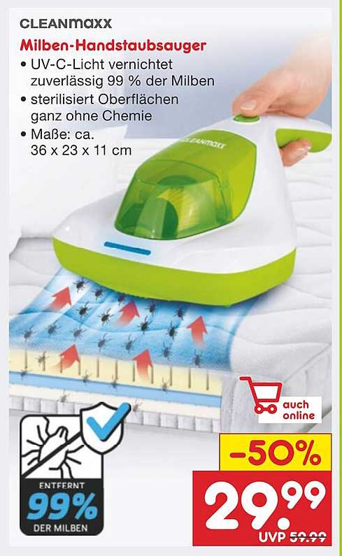 Milben-Handstaubsauger von CLEANmaxx