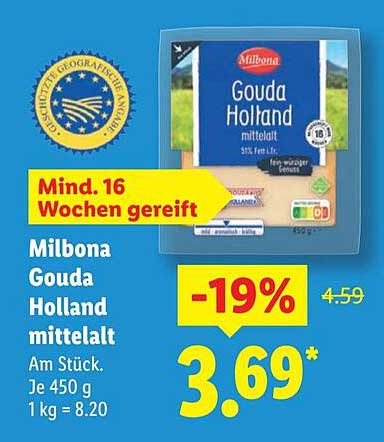 Milbona Gouda Holland mittelalt – 450 g