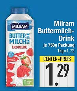 Milram Buttermilch-Drink Erdbeere 750g